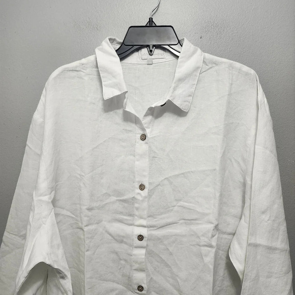 Soft surroundings women's button-up tunic top size 2XL white 100% linen … - Picture 2 of 8